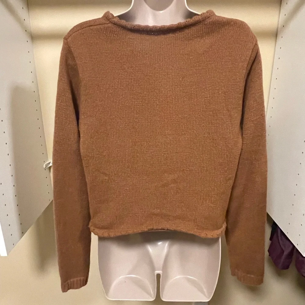 Cider Brown Floral Embroidery Women's Sweater - Picture 7 of 10